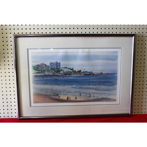 31.25 x 22.5 Framed picture Seaside Beach signed Yato