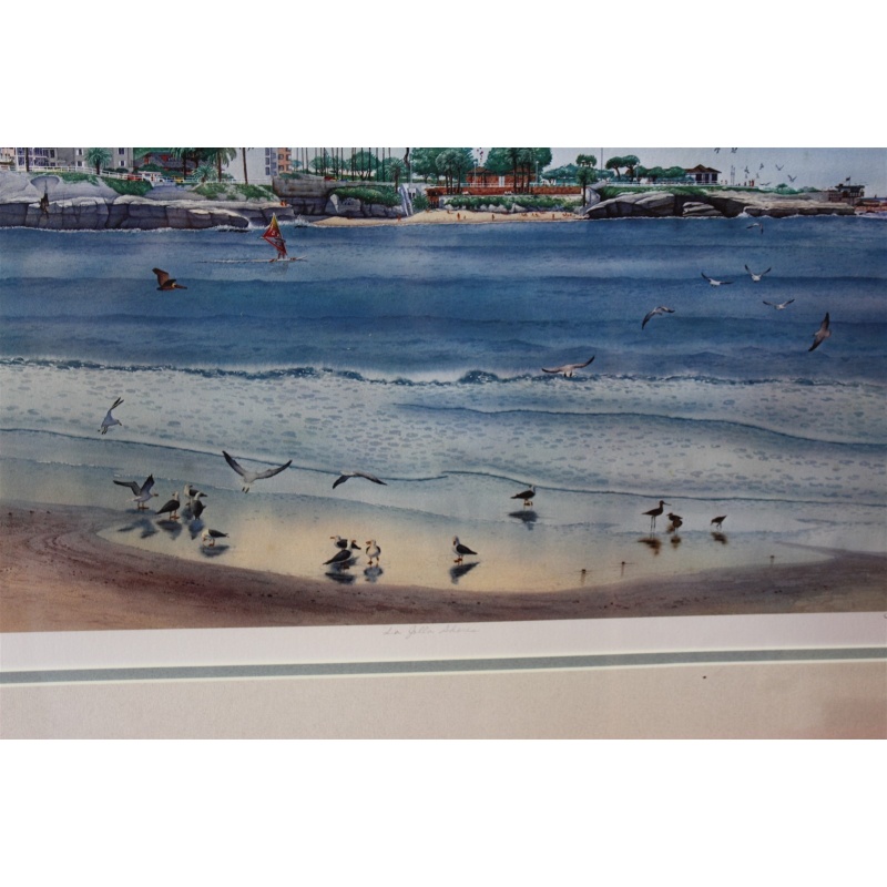 31.25 x 22.5 Framed picture Seaside Beach signed Yato