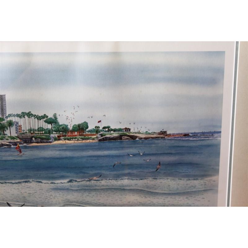 31.25 x 22.5 Framed picture Seaside Beach signed Yato
