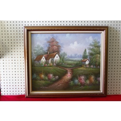 28.5 x 24.5 Framed picture signed M. Jordan