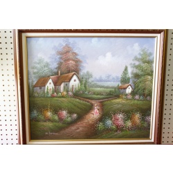 28.5 x 24.5 Framed picture signed M. Jordan