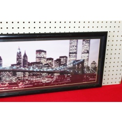 37 x 12.75 Framed landscape New York City Brooklyn Bridge twin towers