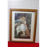 21 x 27.25 Framed picture over the garden wall by Fred Morgan 1910