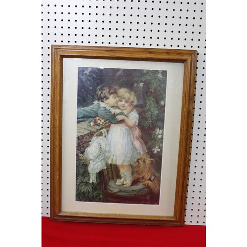 21 x 27.25 Framed picture over the garden wall by Fred Morgan 1910