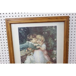 21 x 27.25 Framed picture over the garden wall by Fred Morgan 1910