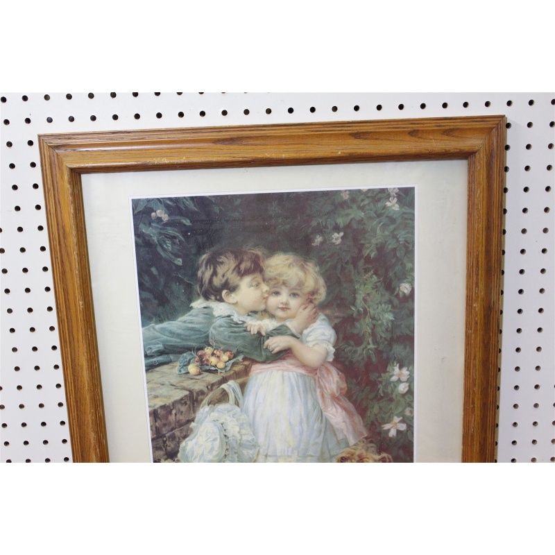 21 x 27.25 Framed picture over the garden wall by Fred Morgan 1910
