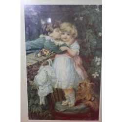 21 x 27.25 Framed picture over the garden wall by Fred Morgan 1910