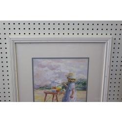 21.25 x 24.25 Framed picture little girl painting in the field