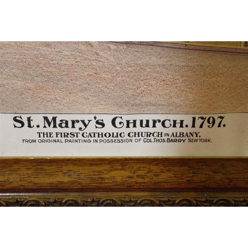 23.5 x 19.5 Framed picture St. Mary's church 1797 - 1st church in Albany