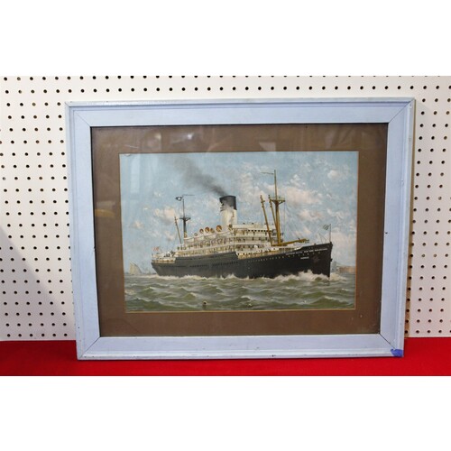 Signed Fred Pansing 27.5 x 21.5 Framed Art Steamship So. Pacific NY New Orleans