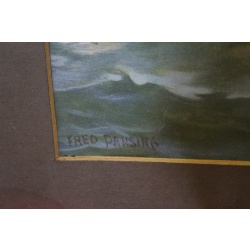 Signed Fred Pansing 27.5 x 21.5 Framed Art Steamship So. Pacific NY New Orleans