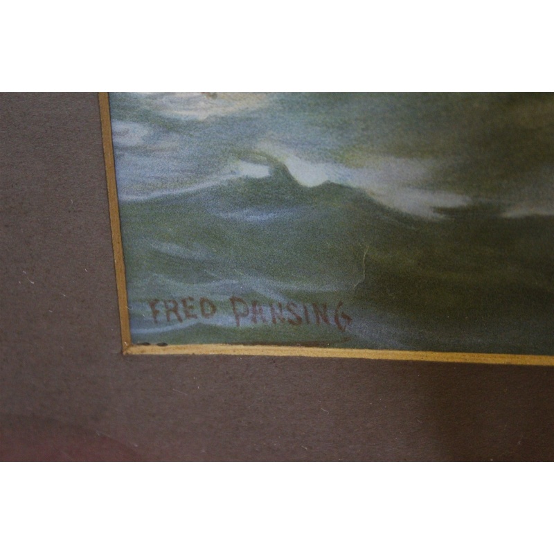 Signed Fred Pansing 27.5 x 21.5 Framed Art Steamship So. Pacific NY New Orleans