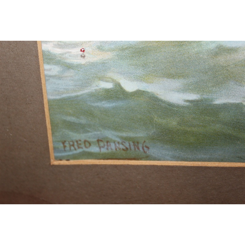 Signed Fred Pansing 27.5 x 21.5 Framed Art Steamship So. Pacific NY New Orleans