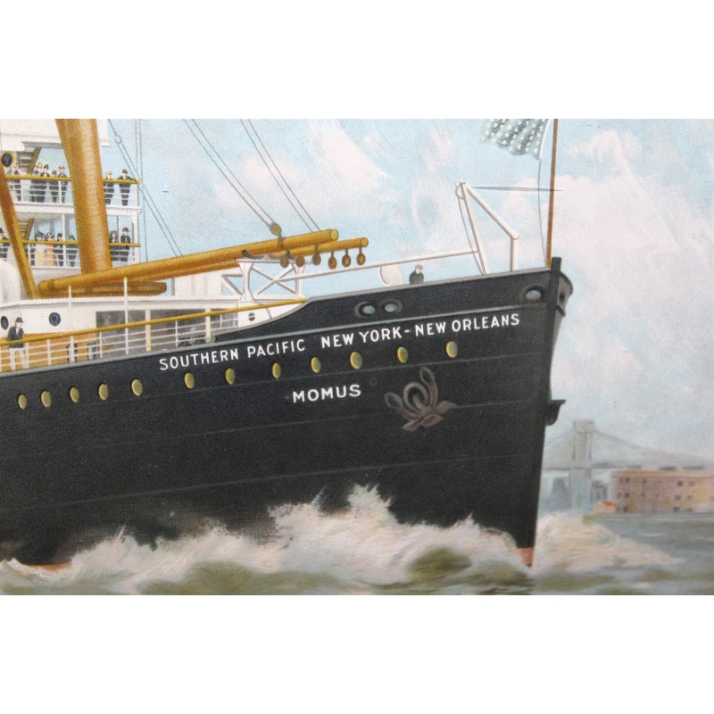 Signed Fred Pansing 27.5 x 21.5 Framed Art Steamship So. Pacific NY New Orleans