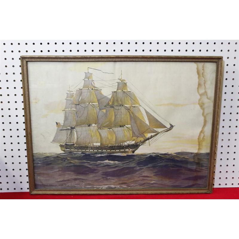 27 x 20.25 Framed picture ship Charles Robert Patterson 1925