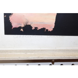 17 x 14 Framed picture cobblestone church silhouette