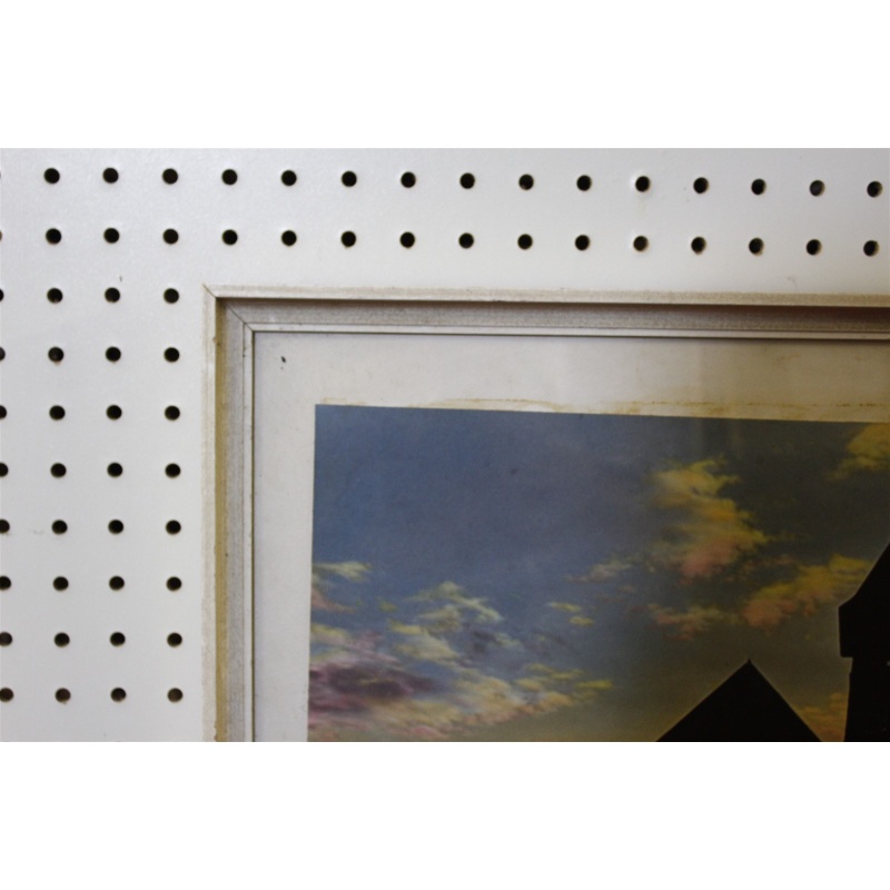 17 x 14 Framed picture cobblestone church silhouette