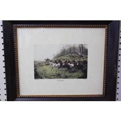 18.5 x 15.5 Framed Fox hunting picture George Wright and E.W. Savory Ltd