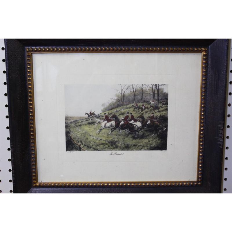18.5 x 15.5 Framed Fox hunting picture George Wright and E.W. Savory Ltd 