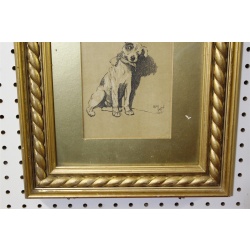 13 x 15 Framed dog picture signed Cecil Alden 1902