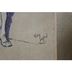 13 x 15 Framed dog picture signed Cecil Alden 1902