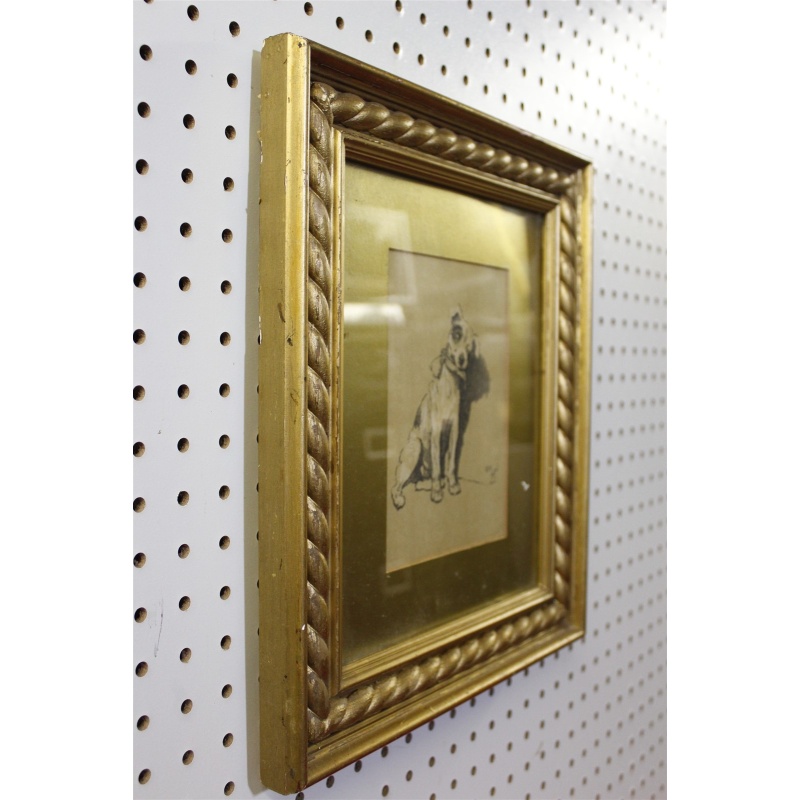 13 x 15 Framed dog picture signed Cecil Alden 1902