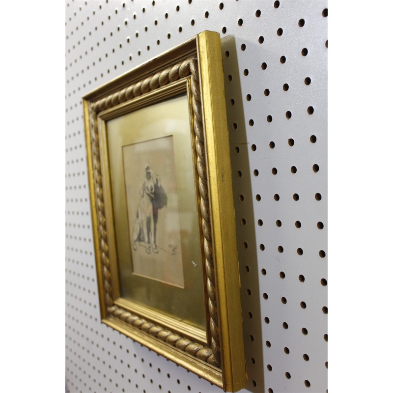 13 x 15 Framed dog picture signed Cecil Alden 1902