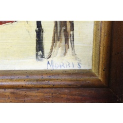 11.5 x 9.5 Framed Picture Park Gazebo in Winter Signed Morris