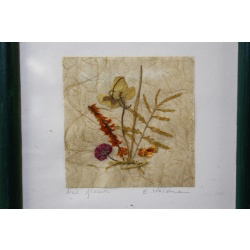 7.5 x 7.5 Framed Flower Art Signed