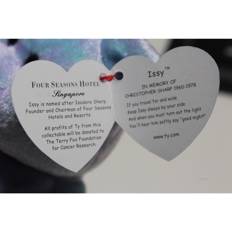 TY Beanie Babies ISSY the Four-Seasons Hotel Bear 2001 P.E. Pellets #87435