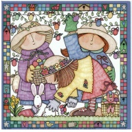 Lot of 16 (5 x 5) Art Print SD1004 Sue Dreamer - Barnyard kids Easter