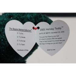 TY Beanie Babies 2001 Holiday Teddy 2001 P.E. Pellets #87497