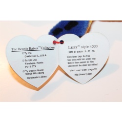 TY Beanie Babies Lizzy 1995 PVC Pellets #87566