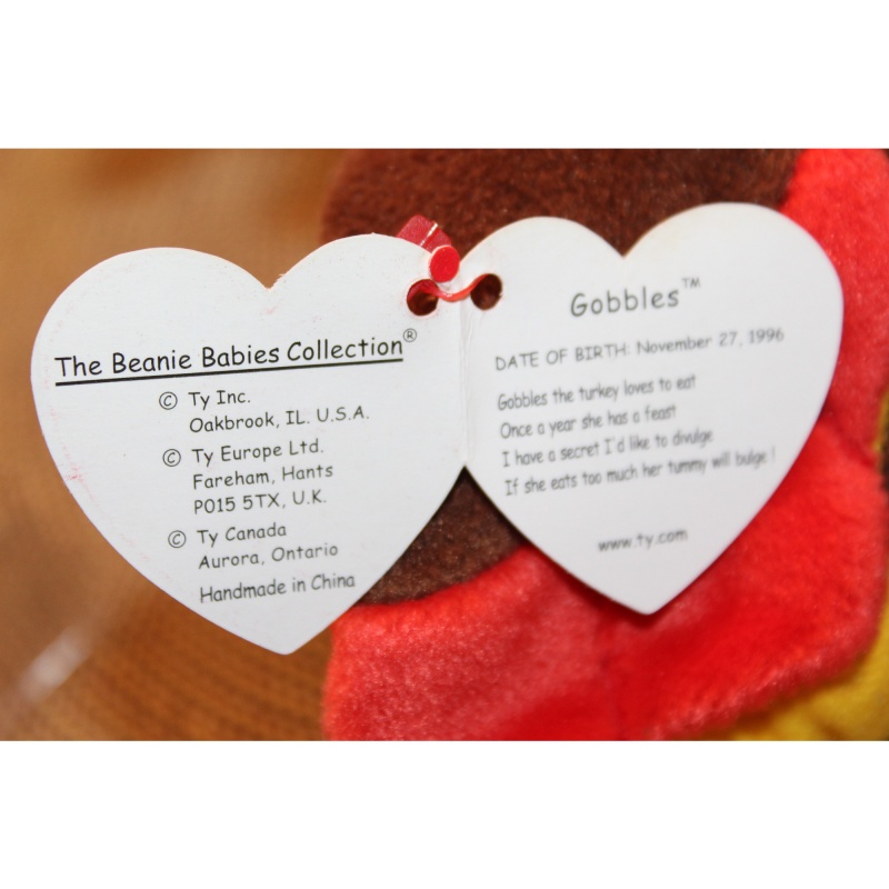 TY Beanie Babies Gobbles 1996 P.E. Pellets #87568