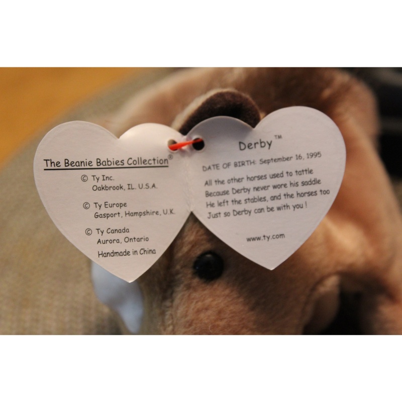 TY Beanie Babies Derby 1995 P.E. Pellets #87612
