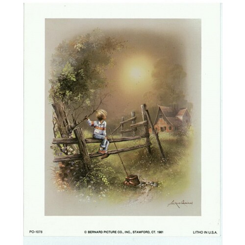 (5 x 6) Art Print PO1078 Andres Orpinas Little boy sitting on fence