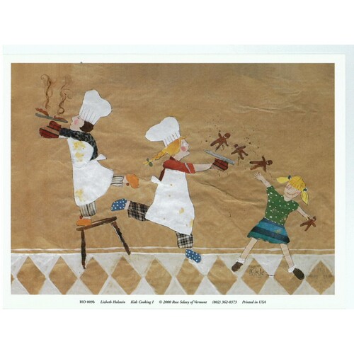 (5.5 x 7.5) Art Print HO009B Lisbeth Holstein Kids Cooking 1