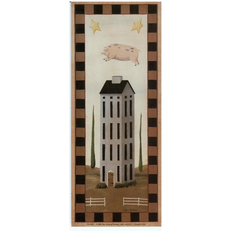 (4 x 10) Art Print PA0420 Chris Palmer Pig Jumping over building