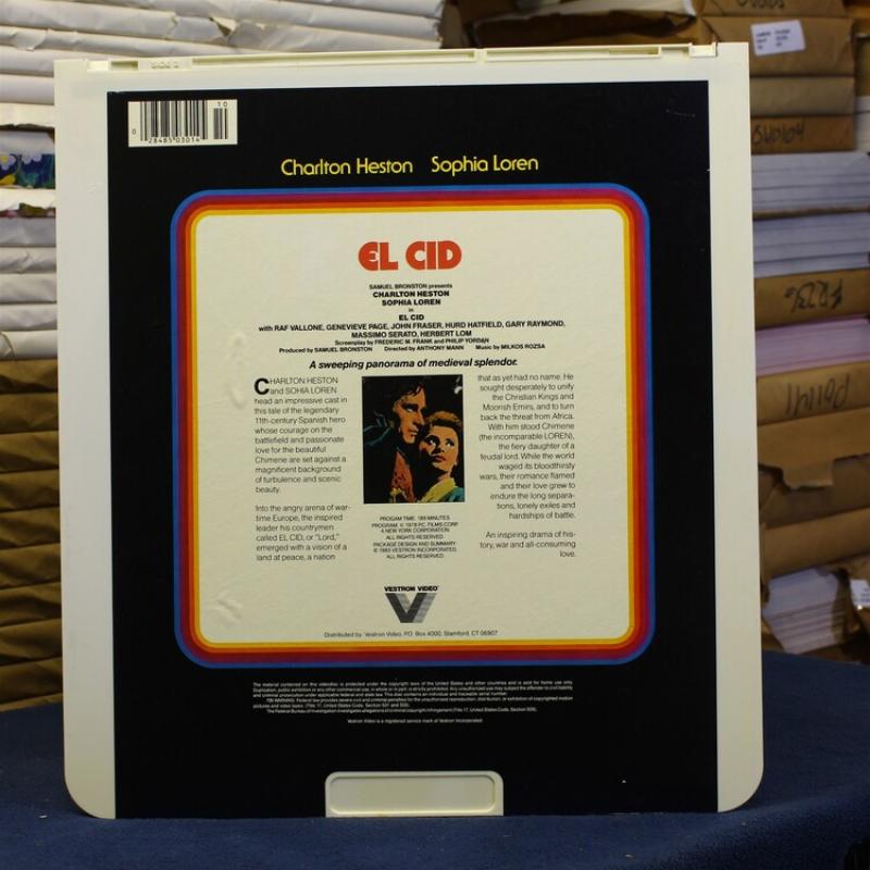 El Cid disc 1 - Charlton Heston Sophia Loren #87984 - CED Video 