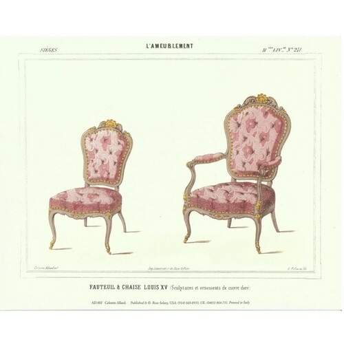 (8 x 10) Art Print AD002 Celestin Allard Fauteuil & Chase Louis XV - Printed in