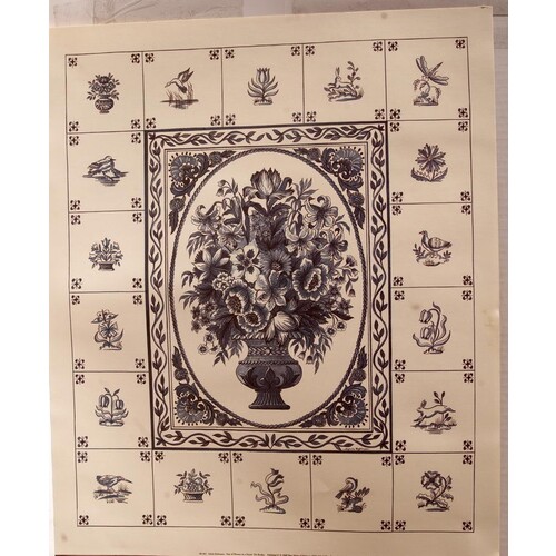 (20 x 24) Art Print SR002 Sylvia Robinson Tulips in a Dutch Tile Border
