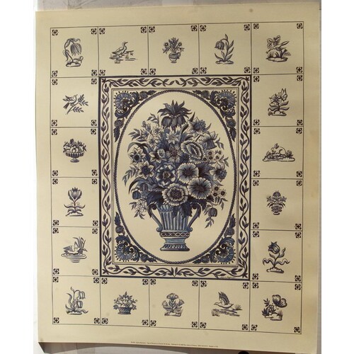 (20 x 24) Art Print SR001 Sylvia Robinson Crown Imperial in a Dutch Tile Border