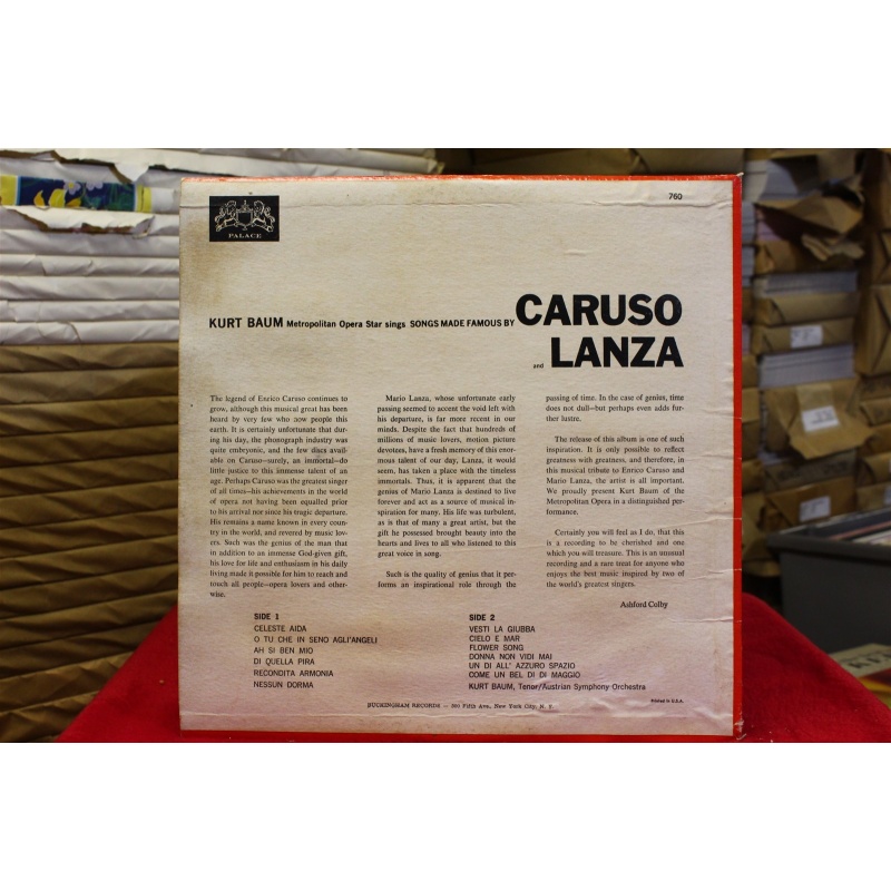 Kurt Baum Songs Made Famous By Caruso And Lanza PST-760 Vinyl 64-036