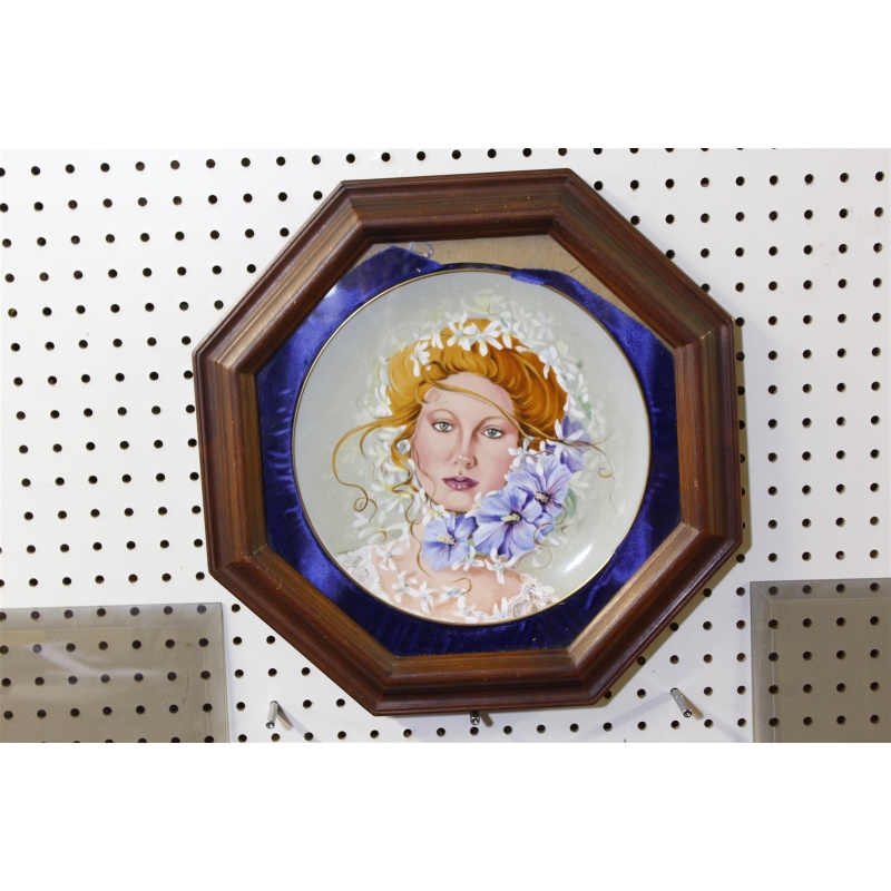 15.5 x 15.5 Framed Collector Plate 1979 Germany Blossom Queen Delores Valenza