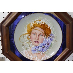 15.5 x 15.5 Framed Collector Plate 1979 Germany Blossom Queen Delores Valenza