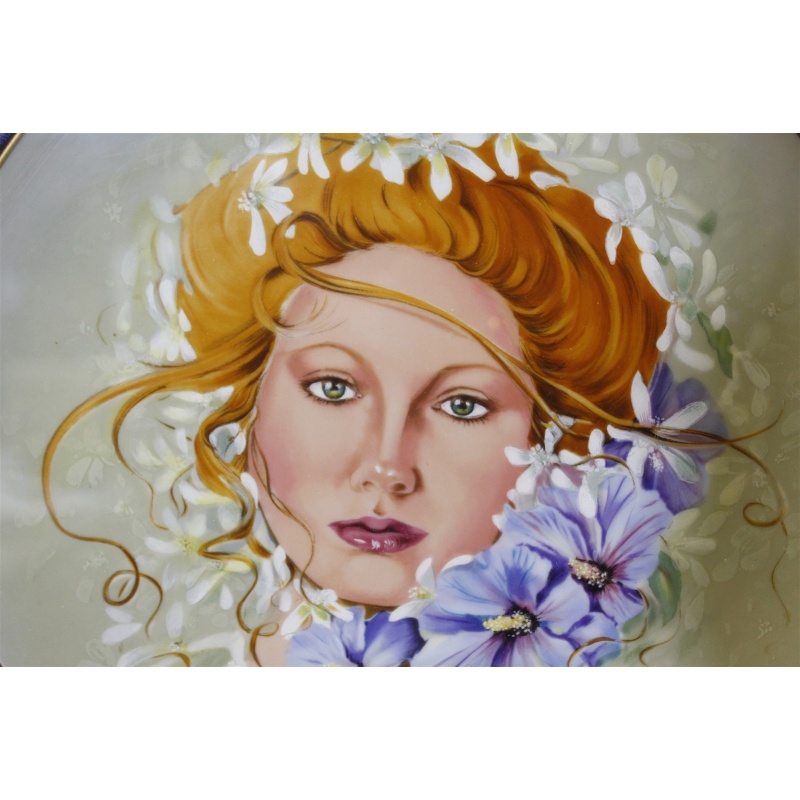 15.5 x 15.5 Framed Collector Plate 1979 Germany Blossom Queen Delores Valenza