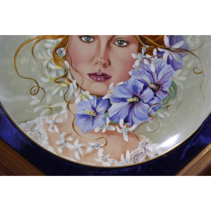 15.5 x 15.5 Framed Collector Plate 1979 Germany Blossom Queen Delores Valenza