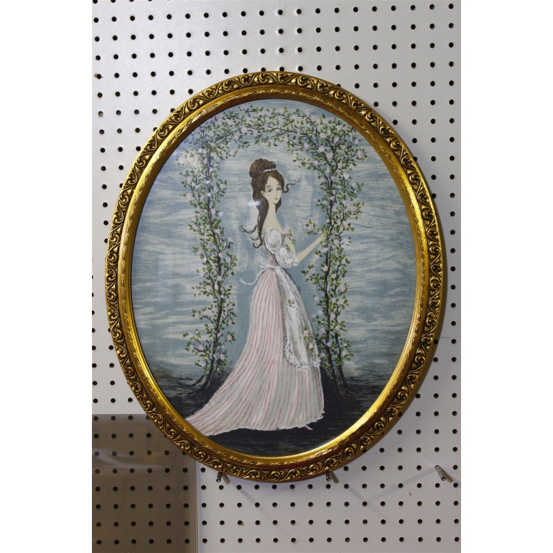 18.5 x 22.25 Stunning Oval Gold Framed Picture The Rose Arbor by Carol Blanchard