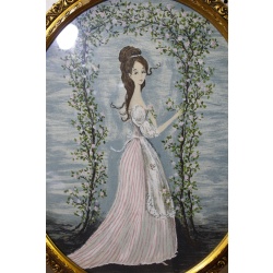 18.5 x 22.25 Stunning Oval Gold Framed Picture The Rose Arbor by Carol Blanchard