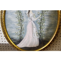 18.5 x 22.25 Stunning Oval Gold Framed Picture The Rose Arbor by Carol Blanchard